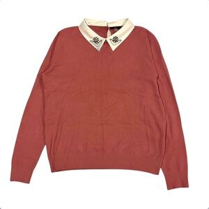 Milano Long Sleeve Sweater with Jewel embroidered Collar XL